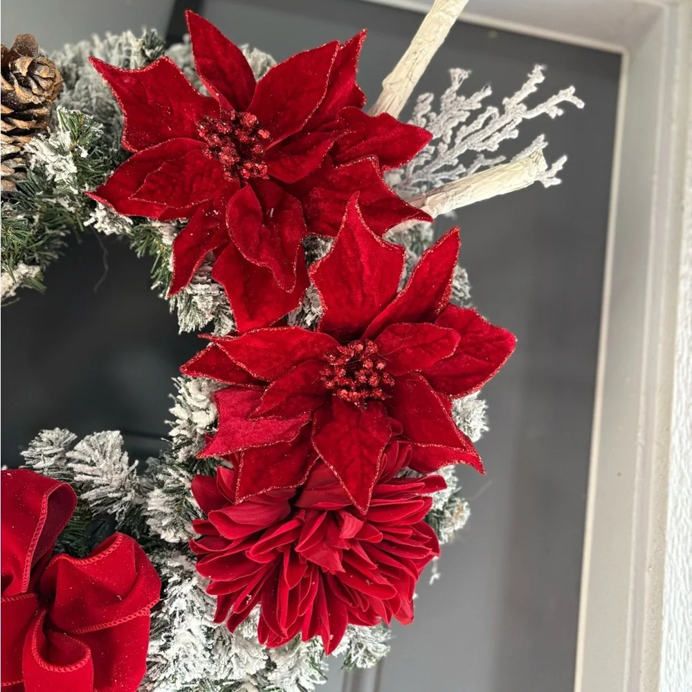 Festive Red and White Holiday Wreath